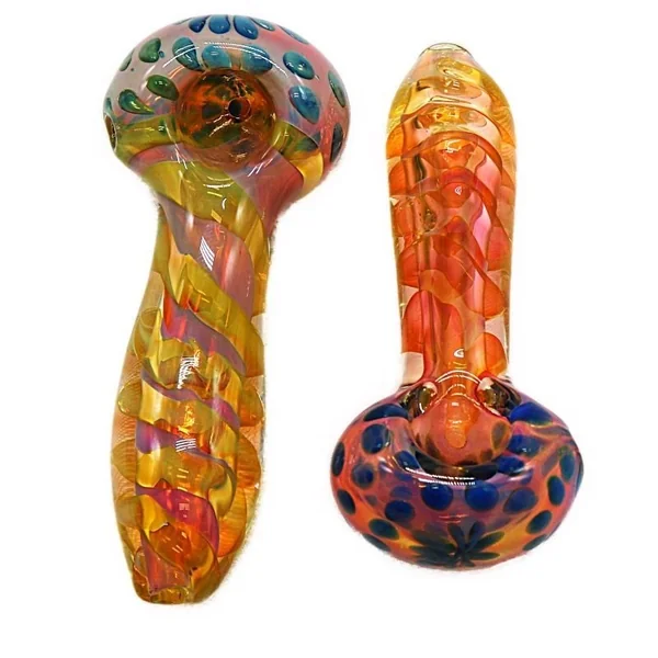 BP1128 Hand Pipe Gold Fumed Snake Circle 4in