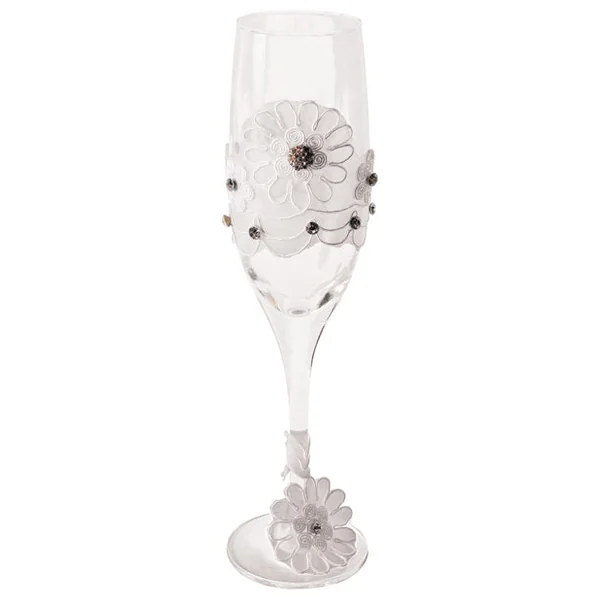 Bride To Be Champagne Glass W-white Lace Trim