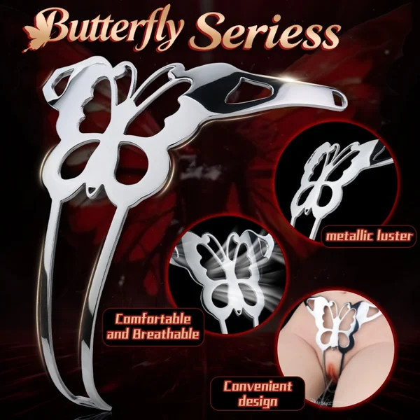 Butterfly Bettie Bondage Metal Crotchless Panties - Erotic Tease BDSM Strapon Sex Toys