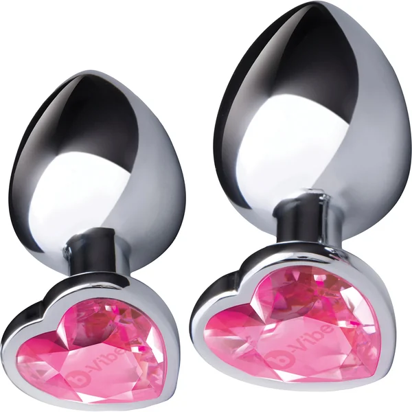 b-Vibe Jewel Heart Metal Butt Plug Training Set