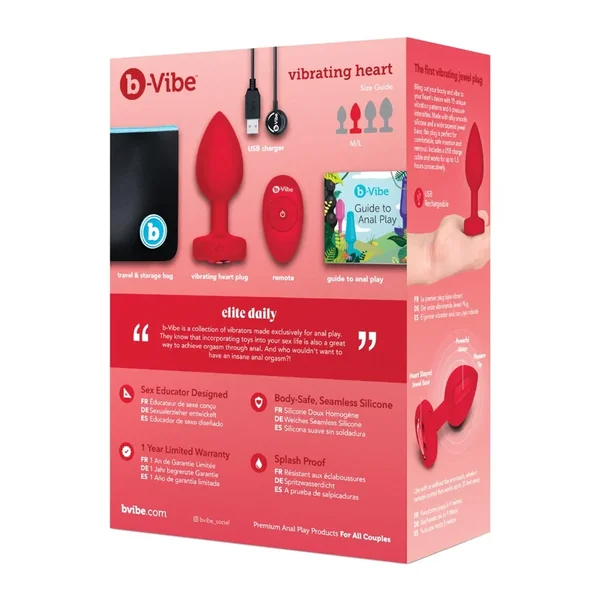 b-Vibe Vibrating Heart Plug M/L – Red
