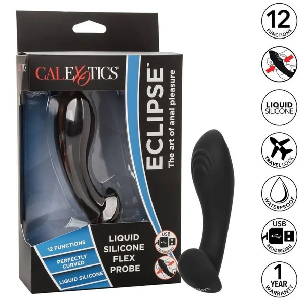 California exotics liquid silicone flex probe sex toy curved vibrating anal pleasure