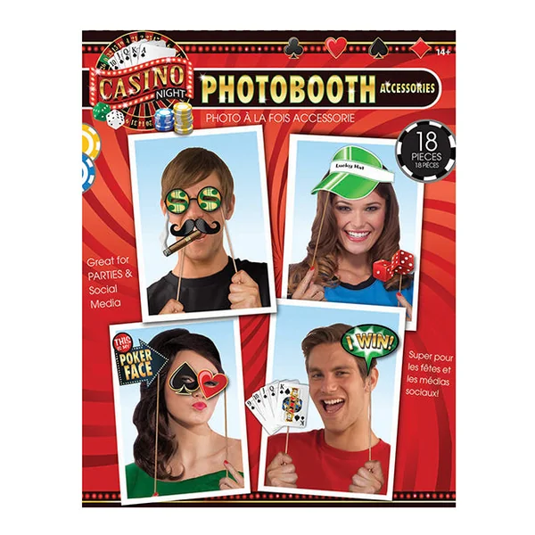 Casino Photo Booth Prop Kit - Set Of 18 Pc
