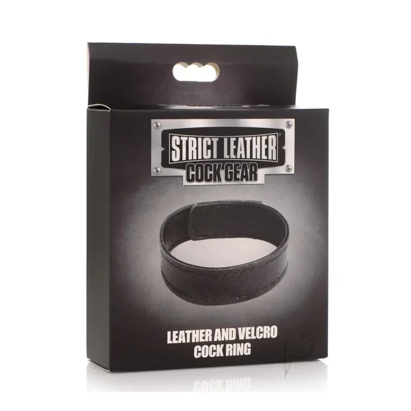 Cg Velcro Leather Cockring Black Penis Ring