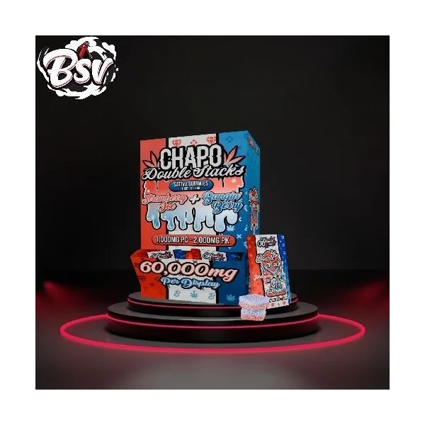 Chapo Double Stacks Gummies 1,000mg 30ct Strawberry Ice/Bangin B