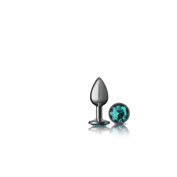 Cheeky Charms - Gunmetal Metal Butt Plug - Round - Teal - Small
