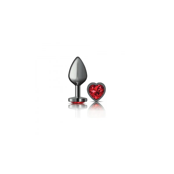 CHEEKY CHARMS HEART DEEP RED MEDIUM GUNMETAL BUTT PLUG