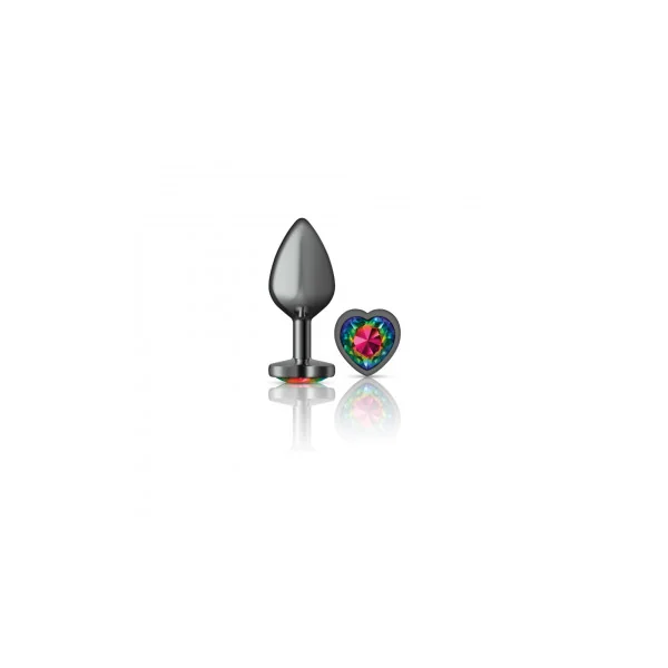 CHEEKY CHARMS HEART RAINBOW MEDIUM GUNMETAL BUTT PLUG