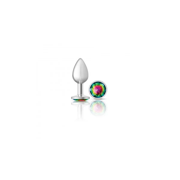 CHEEKY CHARMS ROUND RAINBOW SMALL SILVER PLUG