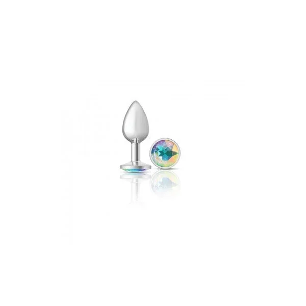 Cheeky Charms Silver Plug with Round Iridescent Gem