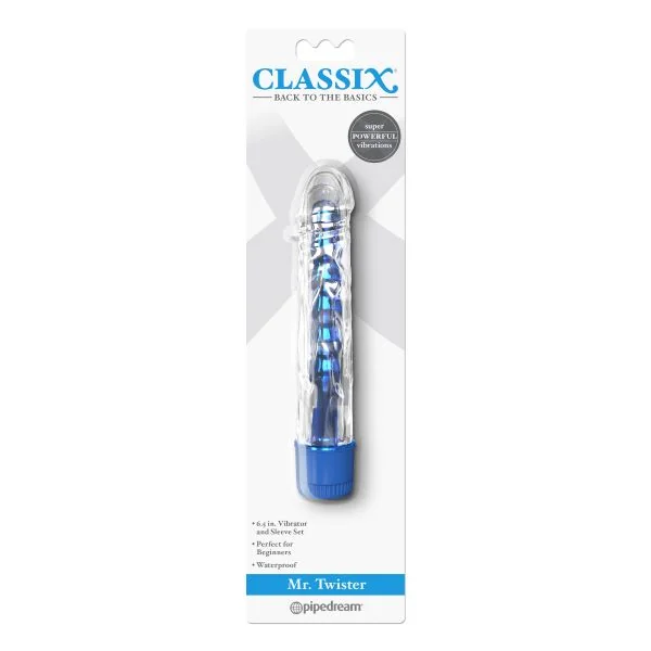 CLASSIX MR TWISTER BLUE METALLIC VIBE W TPE SLEEVE
