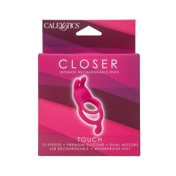 Closer intimate Rechargeable Ring Touch Silicone Dual Vibe Cock Ring with Clitoral Stimulator