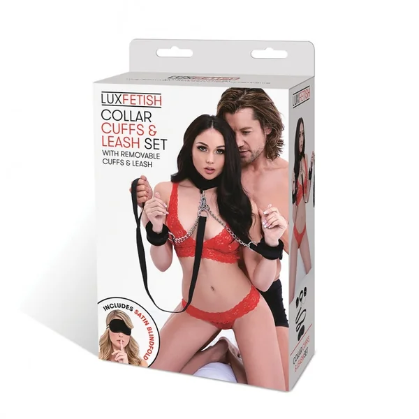 Collar Cuffs & Leash Set by Lux Fetish