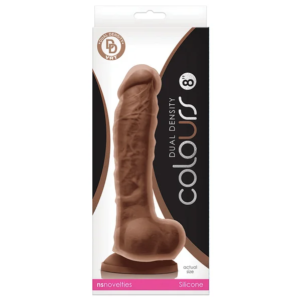 Colours Dual Density Dildo - Brown 8"