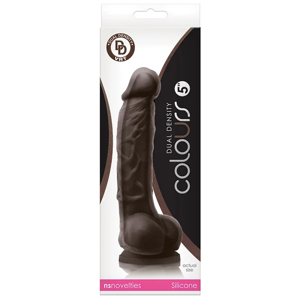 Colours Dual Density Dildo - Dark Brown 5"