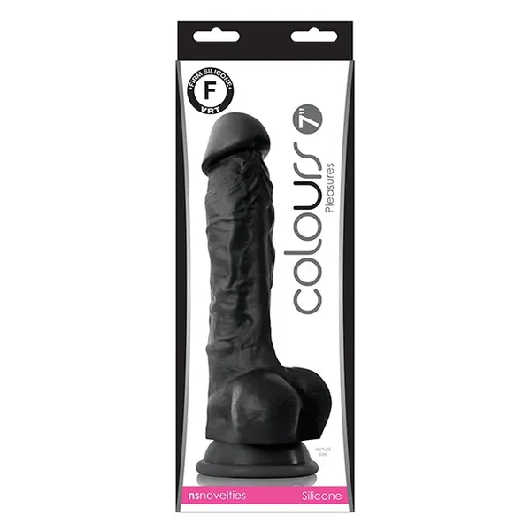 Colours Pleasures 7″ Dong w/Balls & Suction Cup – Black