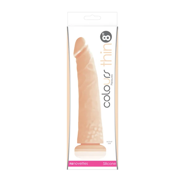 COLOURS PLEASURES THIN 8IN DILDO WHITE