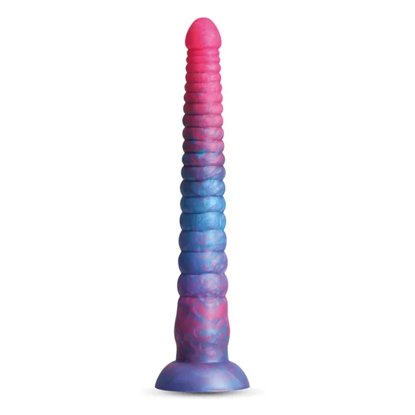 Colours Stacked 12" Ribbed Liquid Silicone Dildo With Suction Cup