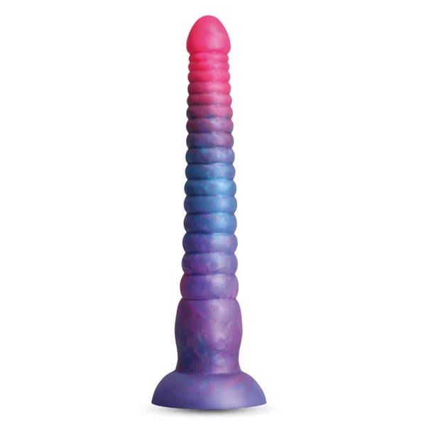 Colours Stacked 9" Ribbed Liquid Silicone Dildo With Suction Cup