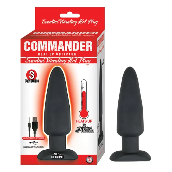COMMANDER ESSENTIAL VIBRATING HOT PLUG-BLACK