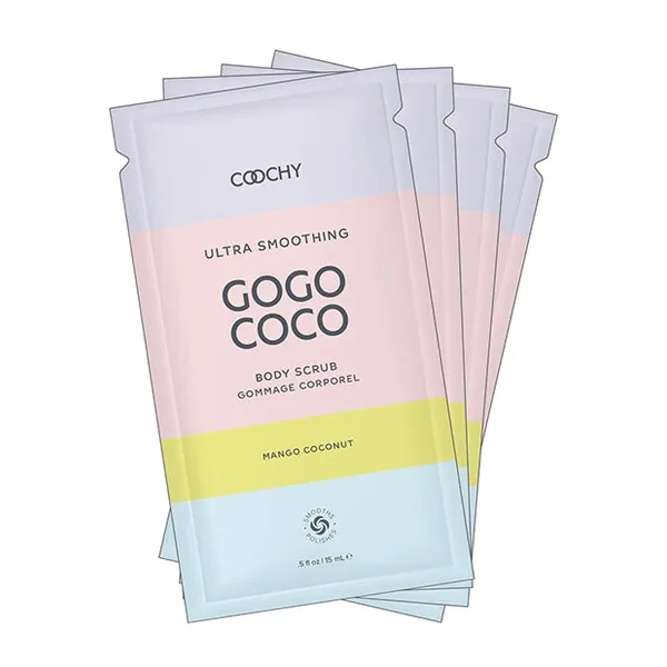 COOCHY Ultra Smoothing Body Scrub – .35 oz Mango Coconut Foil Bag of 24