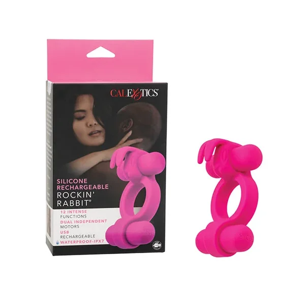 Couple’s Enhancer Silicone Rechargeable Rockin’ Rabbit Enhancer – Fuchsia