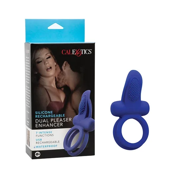 Couples Enhancers Silicone Rechargeable Dual Pleaser Enhancer – Blue
