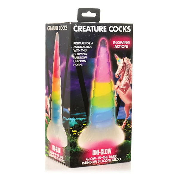 Creature Cocks Uni Glow in the Dark Silicone Dildo - Rainbow