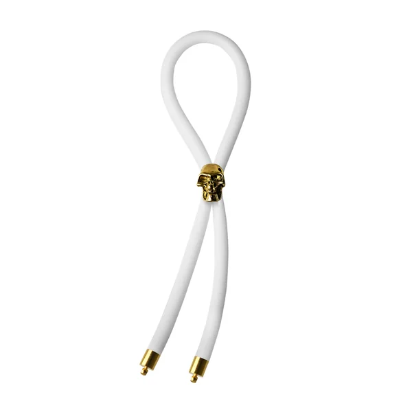 C-RING LASSO GOLD SKULL BEAD SILICONE WHITE