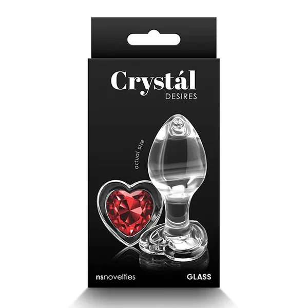 Crystal Desires Glass Heart Gem Butt Plug Medium – Red
