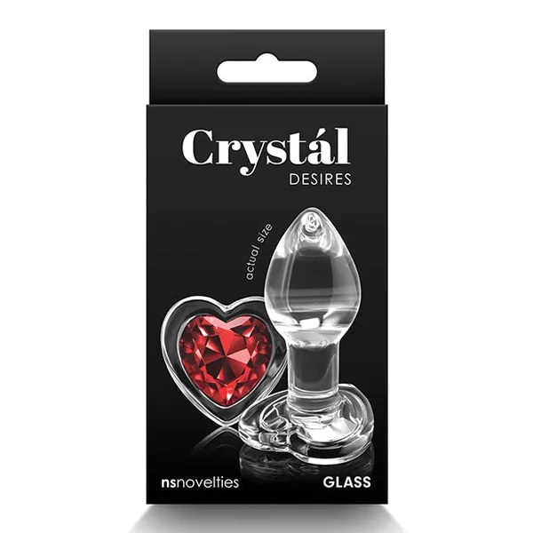 Crystal Desires Glass Heart Gem Butt Plug Small – Red
