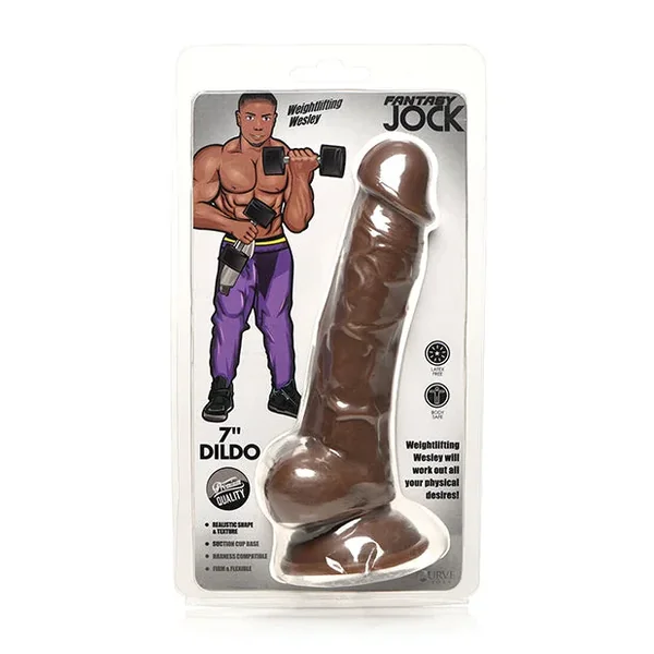 Curve Toys Fantasy Jock Weightlifting Wesley 7″ Dildo w/Balls – Dark