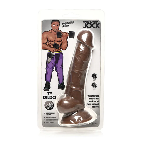Curve Toys Fantasy Jock Weightlifting Wesley 7" Dildo w/Balls - Dark