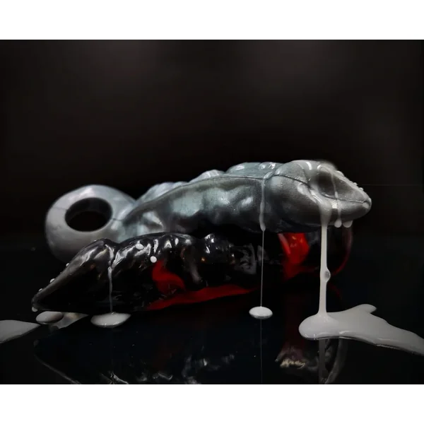 Custom Wolf Shako Fantasy Penis Sheath in Platinum Silicone