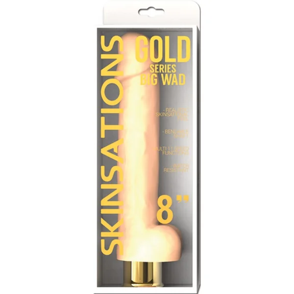 (D) SKINSATIONS GOLD SERIES BI WAD 8 VIBRATING DILDO “
