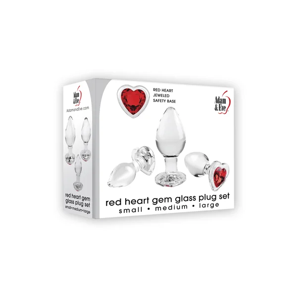 (D)ADAM & EVE RED HEART GEM GL PLUG SET