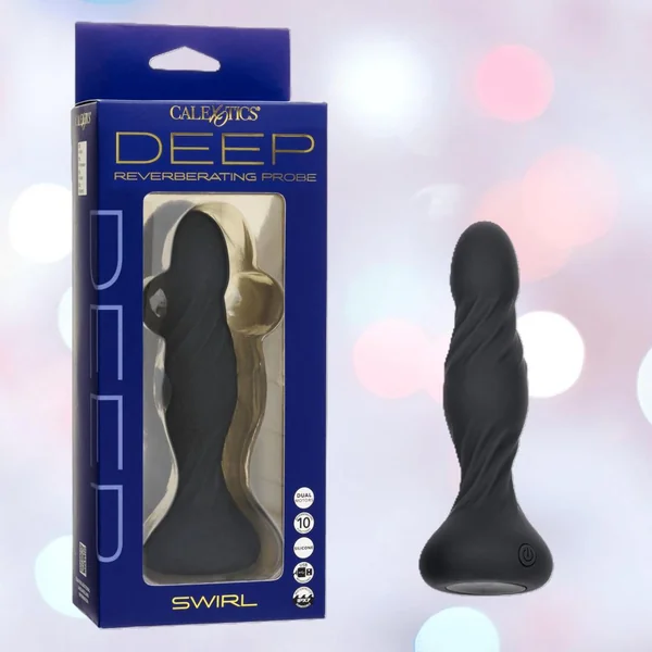 Deep Swirl Reverberating Probe: Spiral-Textured Waterproof Vibrator