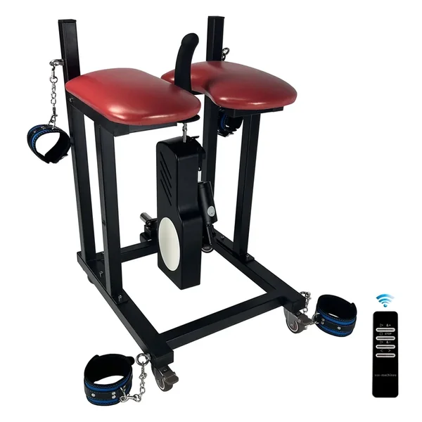 Deluxe Slave Stool with Roussan Sex Machine, Extreme Restraints Sex Furniture