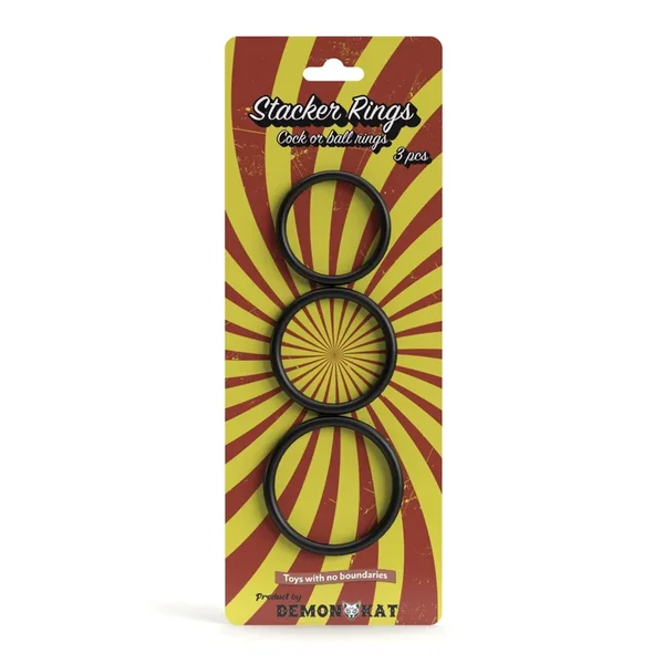 Demon Kat Stacker Rings 3 pc Set – Black