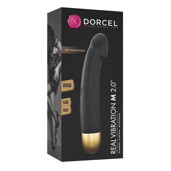 Dorcel Real Vibration M 8.6" Rechargeable Vibrator 2.0 - Black-gold