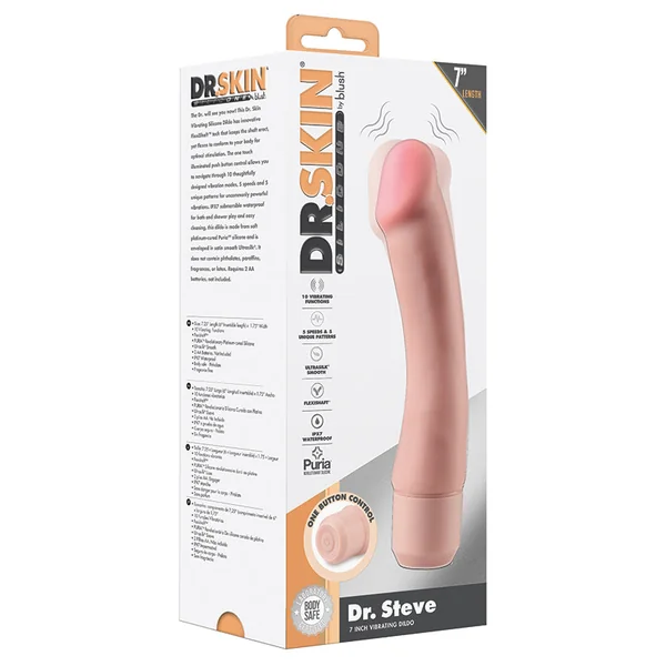 Dr. Skin Silicone Beige 7.75-Inch Long Vibrating Dildo