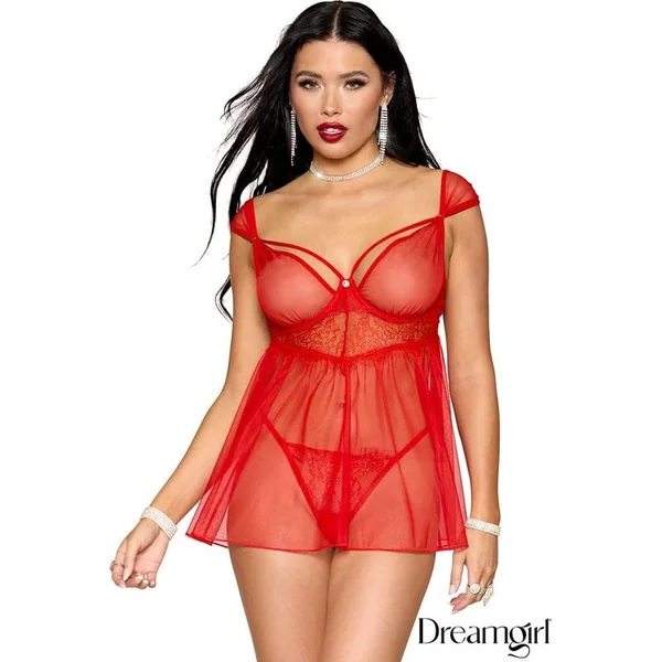 Dreamgirl Lingerie - Fringed lace babydoll 13483