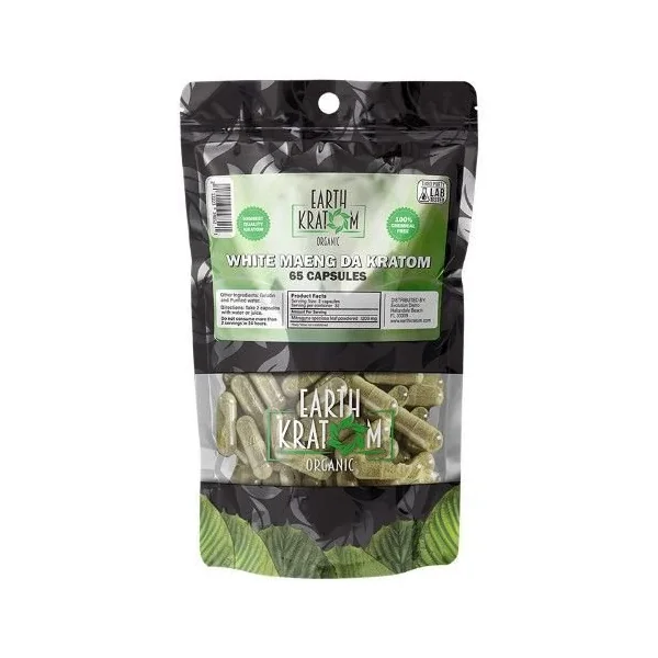 Earth Kratom 65ct Capsules White Maeng Da