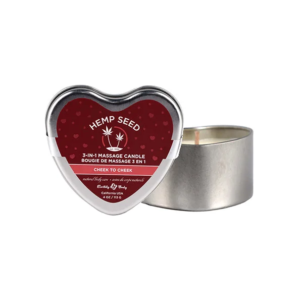 Earthly Body 2023 Valentine 3 In 1 Massage Heart Candle - 4 Oz Cheek To Cheek