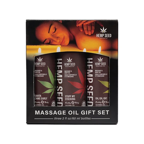 Earthly Body 2024 Holiday Massage Oil Gift Set - 2 oz Asst. Scents Box of 3