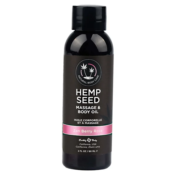 Earthly Body Hemp Seed Massage & Body Oil - Zen Berry Rose - 2oz