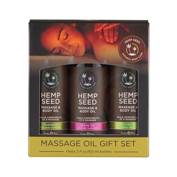 Earthly Body Massage Oil Gift Set – 2 oz Skinny Dip, Naked in the Woods & Guavalava