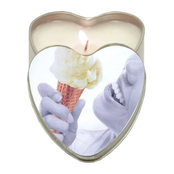 Earthly Body Suntouched Hemp Edible Candle – 4.7 oz Heart Tin Vanilla Ice Cream