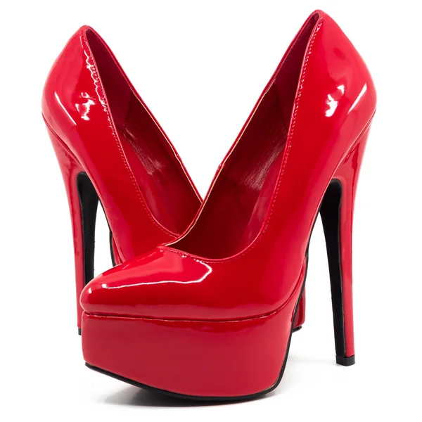 Ellie Shoes Prince 6.5" Stiletto Patent Platform Pumps - Red