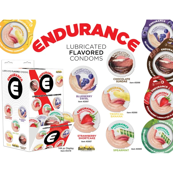 Endurance Condoms - 144 Count Wall Mount Display - Assorted Flavors